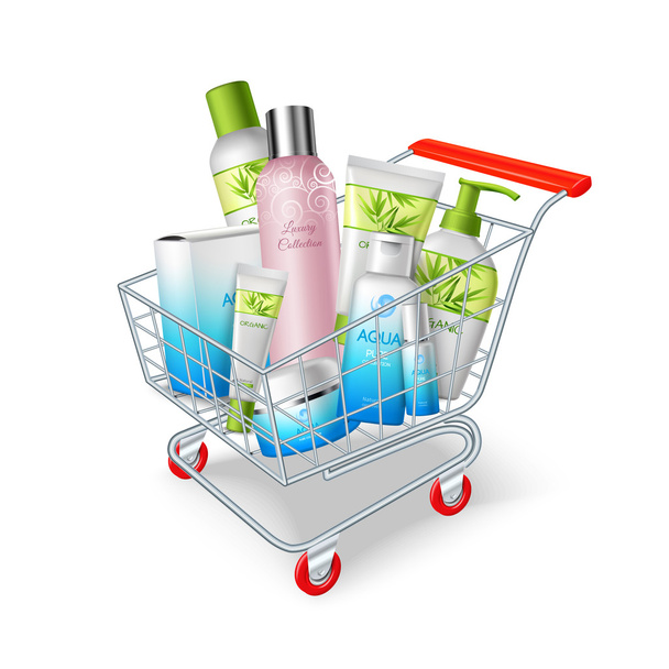 Cosmetics Shopping Cart - Vector, Image