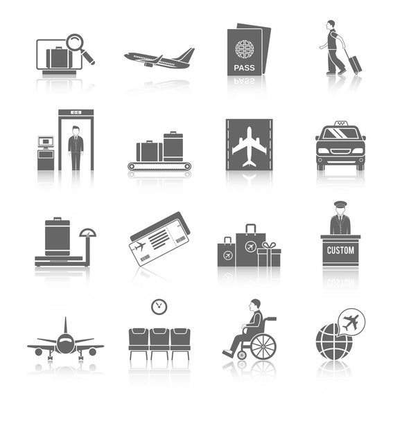 Port lotniczy zestaw ikon - Wektor, obraz