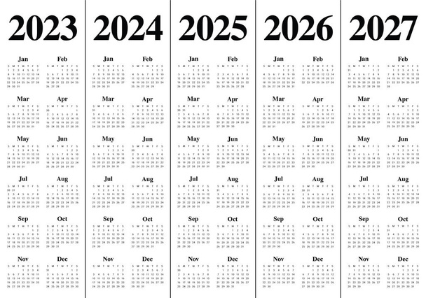 Jahreskalender 2023-2027 - Vektor, Bild