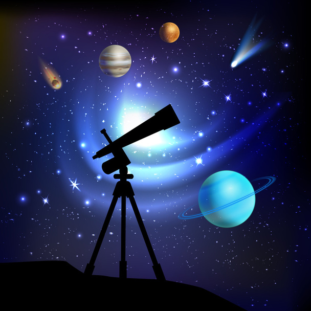Fondo espacial con telescopio
 - Vector, Imagen