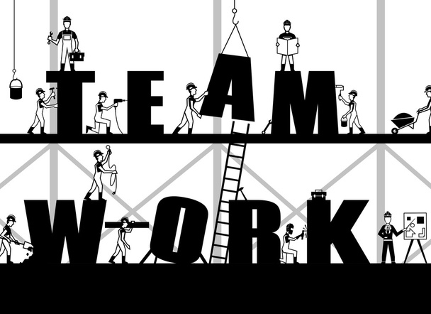 Construction Teamwork Poster - Vector, Image