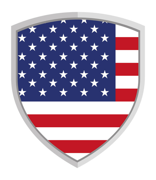 kilpi Yhdysvaltain lippu kuvake eristetty - Vektori, kuva
