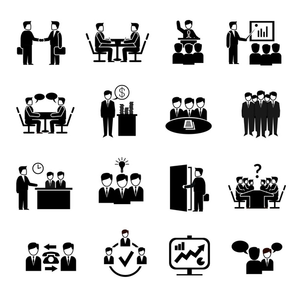 Meeting Icons Set - Vector, Image