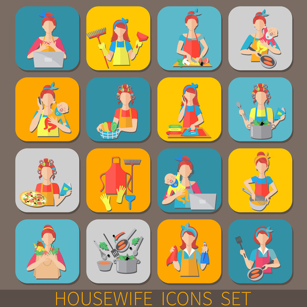 Housewife Icons Set - Vector, Image