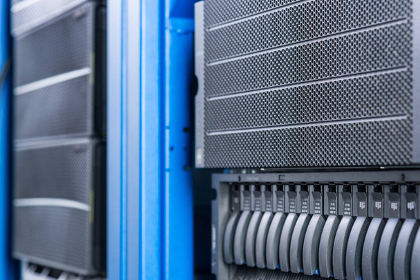 detail of rack datacenter holding cluster of hard-drives - Photo, Image