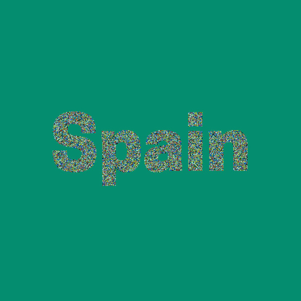 Spanje Silhouet GePixelde patroon kaart illustratie - Vector, afbeelding