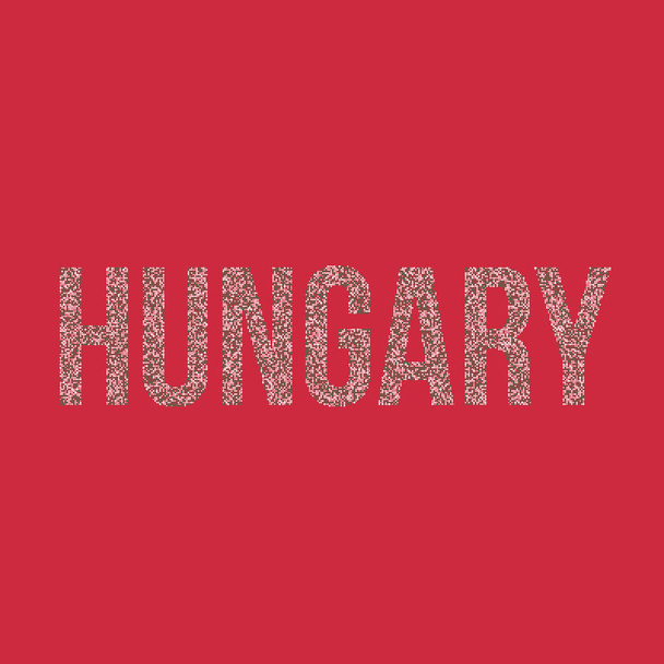 Hongarije Silhouet Pixelvormige patroon kaart illustratie - Vector, afbeelding