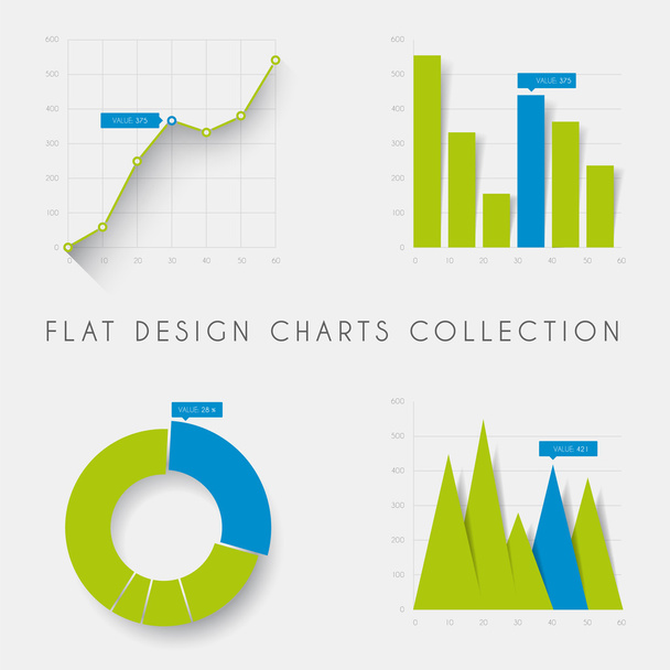 Flat design statistics charts and graphs - Vector, Image