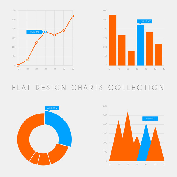 フラットなデザイン統計表やグラフ - ベクター画像