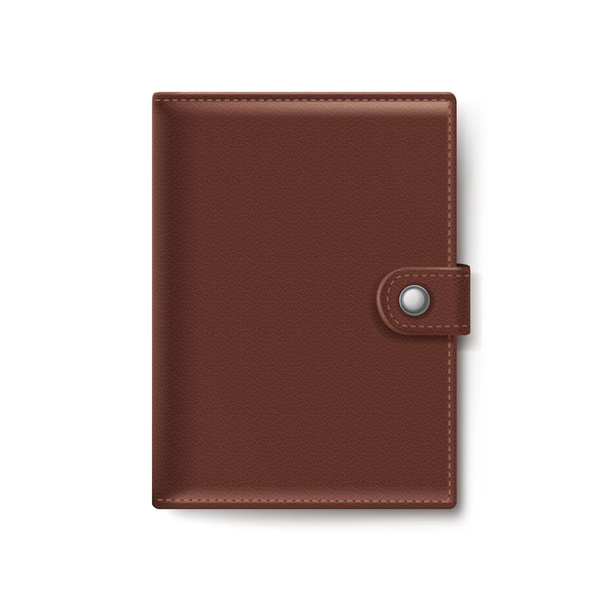 Brown Leather Wallet Isolated on White Background - Vecteur, image