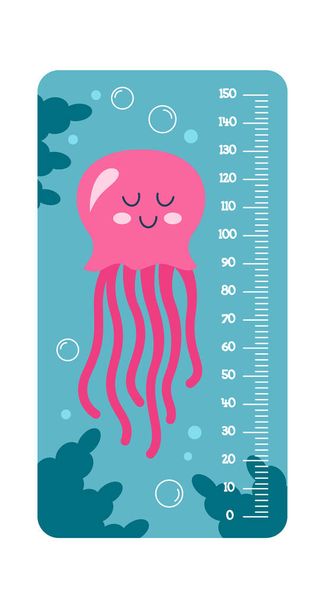 Dětský metr s chobotnicovým kresleným zvířetem. Vektorová ilustrace - Vektor, obrázek