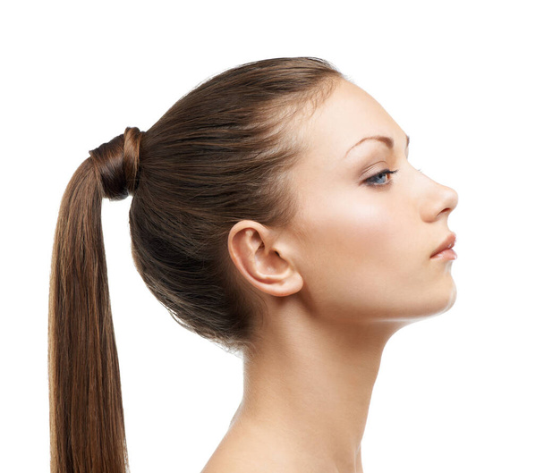 Luxurious hair. Profile of a lovely young woman with luxurious hair - Photo, Image