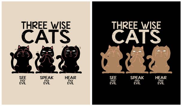 Tres gatos sabios - amante de los gatos - Vector, Imagen