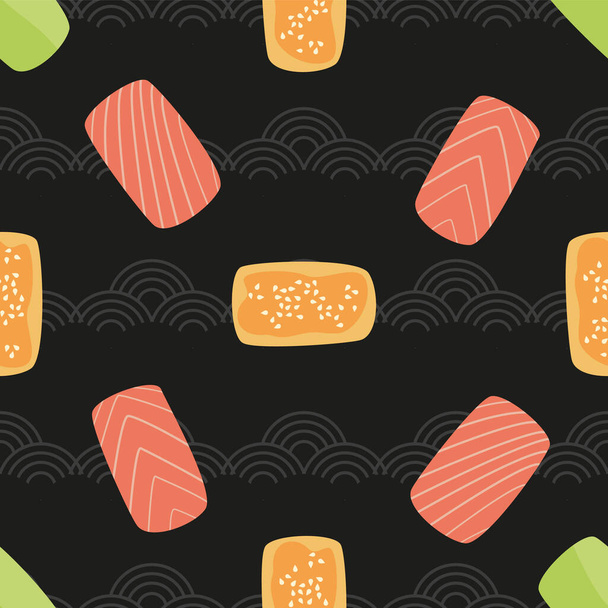 Fond sans couture vectoriel avec rouleaux de sushi - Vecteur, image