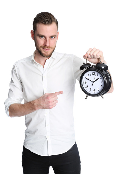 Man pointing at clock - Foto, immagini