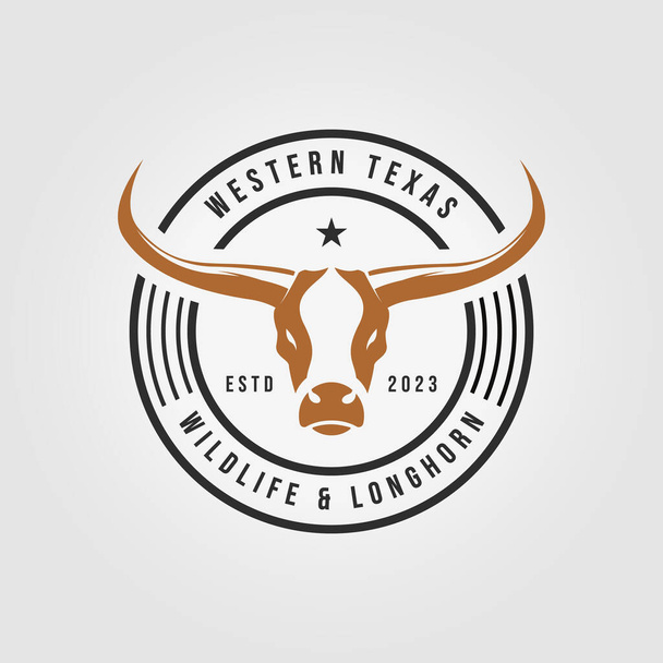 emblème vache longhorn cow-boy logo icône vectoriel dessin illustration - Vecteur, image