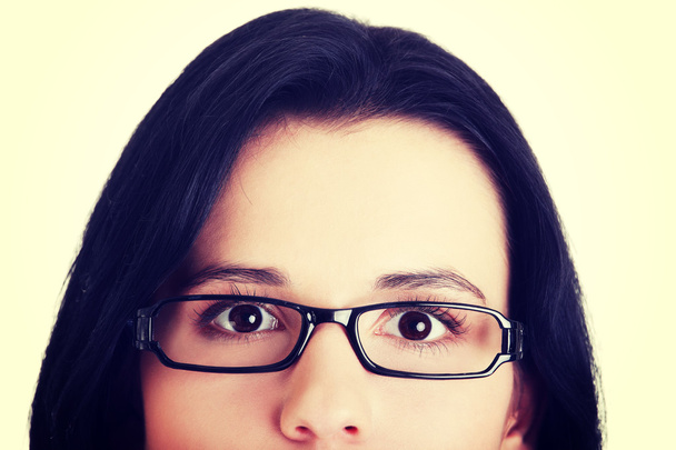 Females face with eyeglasses. - 写真・画像