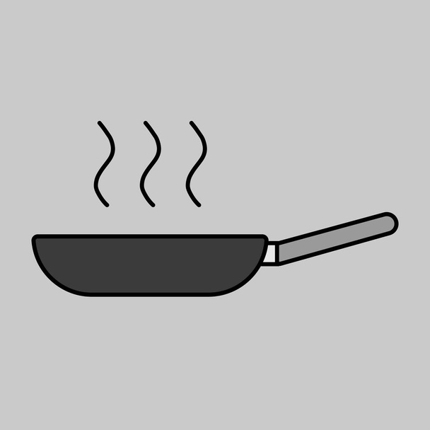 Padella vettoriale icona scala di grigi. Apparecchio da cucina. Simbolo grafico per la progettazione di siti web di cottura, logo, app, interfaccia utente - Vettoriali, immagini
