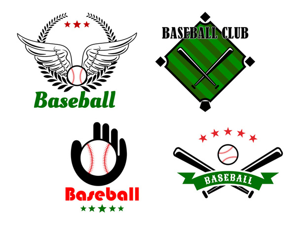 Baseball-tunnukset ja merkit urheilun suunnittelua varten
 - Vektori, kuva