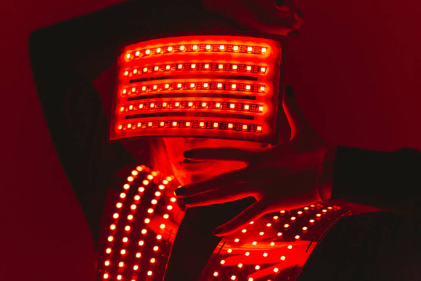 Disco dancer moves in UV suit. - Foto, Imagem