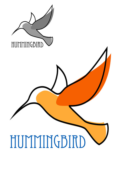 Vliegende oranje kolibrie in kaderstijl schets - Vector, afbeelding