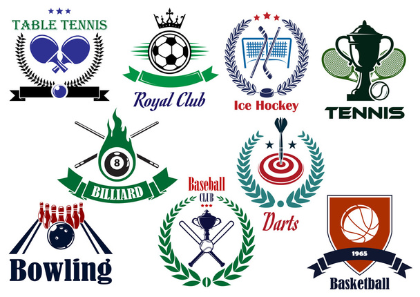 Equipe competitiva esportes emblemas heráldicos e logotipo
 - Vetor, Imagem