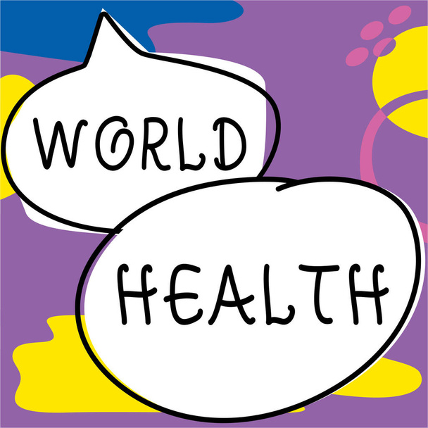 Znak tekstowy pokazujący Światowy Dzień Zdrowia, Pomysł na biznes Światowy Dzień Działania poświęcony walce z głodem na świecie - Zdjęcie, obraz