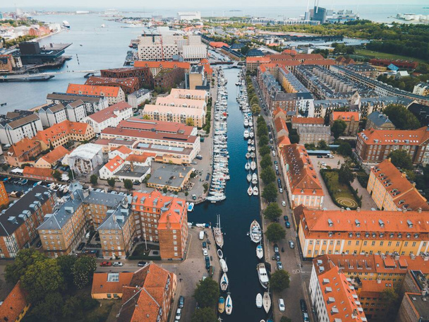 Christianshavn Canal in Copenhagen, Denmark by Drone - Fotografie, Obrázek
