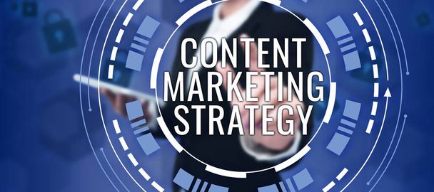 Handschrift Content Marketing Strategie, Conceptuele foto verspreiden van inhoud aan doelgroep online - Foto, afbeelding