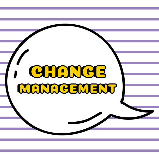Подпись под текстом, представляющая управление изменениями, слово, написанное о смене руководства в организации Новая политика - Фото, изображение