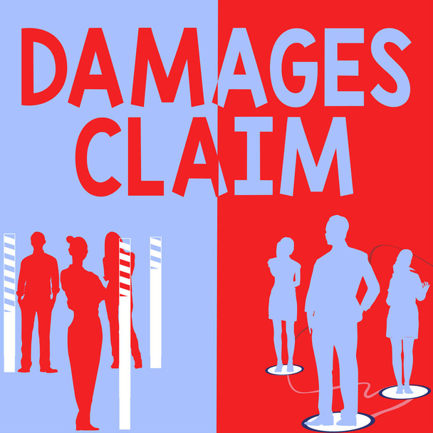 Conceptual caption Damages Claim, Business approach Demand Compensation Perigate Insurance File Suit - Fotó, kép