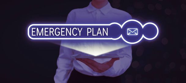 Conceptueel bijschrift Emergency Plan, Word for Procedures for response to major emergency Wees voorbereid - Foto, afbeelding