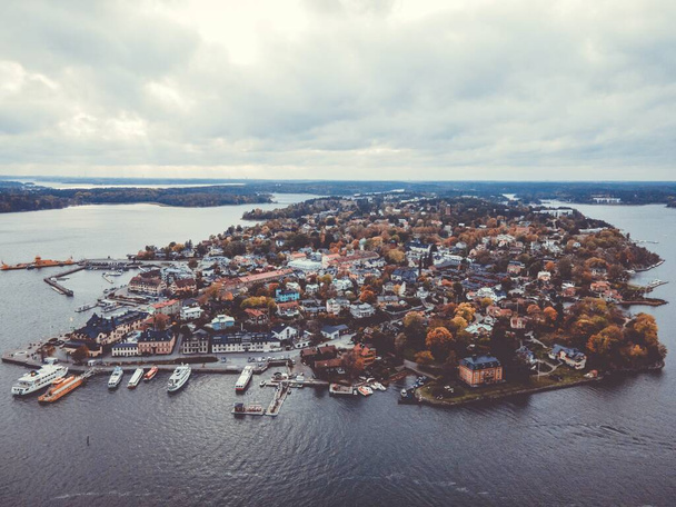 スウェーデン・ヴァクホルムのドローンによるヴァックホルム城 - 写真・画像