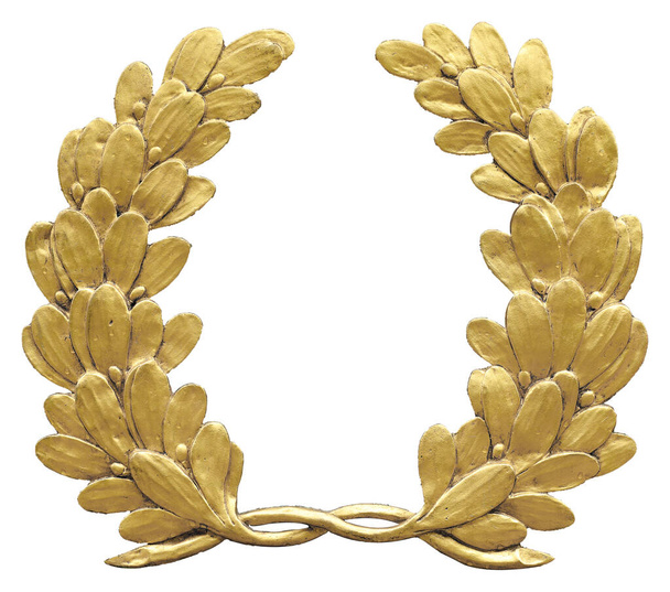 Golden laurel wreath isolated on white background symbol of victory - Zdjęcie, obraz