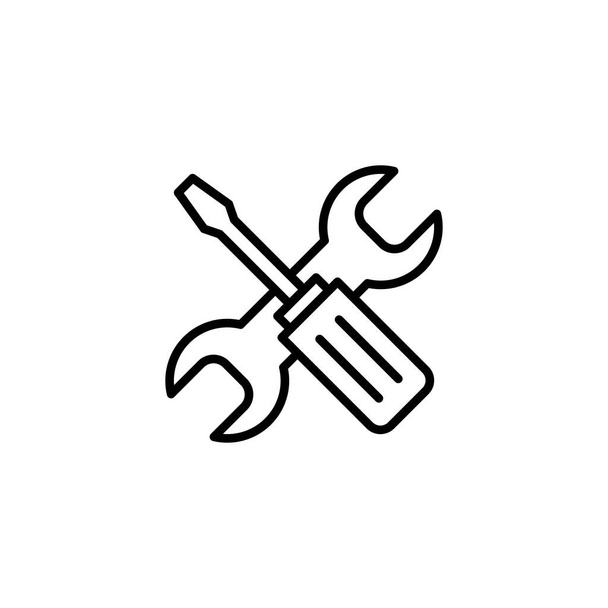 Werkzeuge reparieren. Werkzeugzeichen und Symbol. -Symbol setzen. Schraubenschlüssel und Schraubenzieher. Service - Vektor, Bild