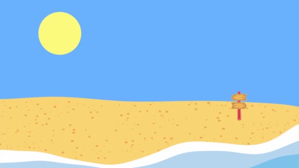 letní mořská pláštěnka s pískovou kbelíkovou scénou, 4k video animované - Záběry, video