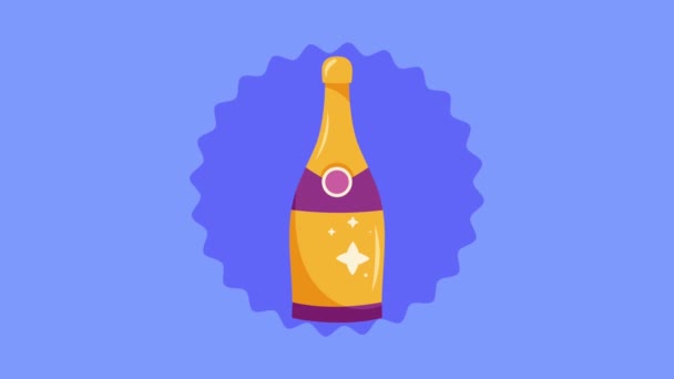 champán botella celebración bebida animación, 4k video animado - Imágenes, Vídeo