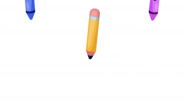 colores crayones y lápices de animación, 4k video animado - Metraje, vídeo