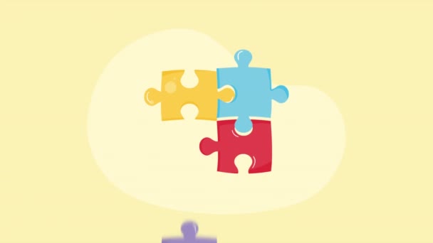 puzzle game pieces solution animation ,4k video animated - Footage, Video