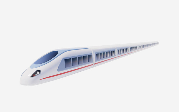 Білий високошвидкісний залізничний кулеметний поїзд, 3d рендеринг. Цифровий малюнок
. - Фото, зображення