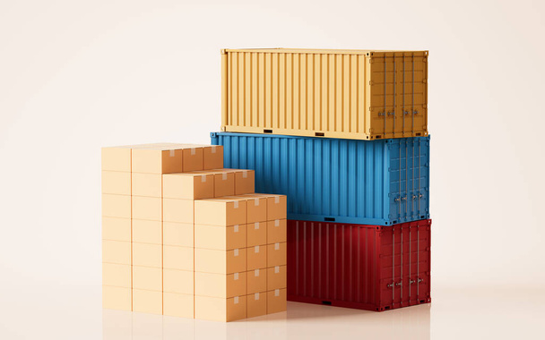 Вантажний контейнер, вантаж та експорт, 3d рендеринг. Цифровий малюнок
. - Фото, зображення