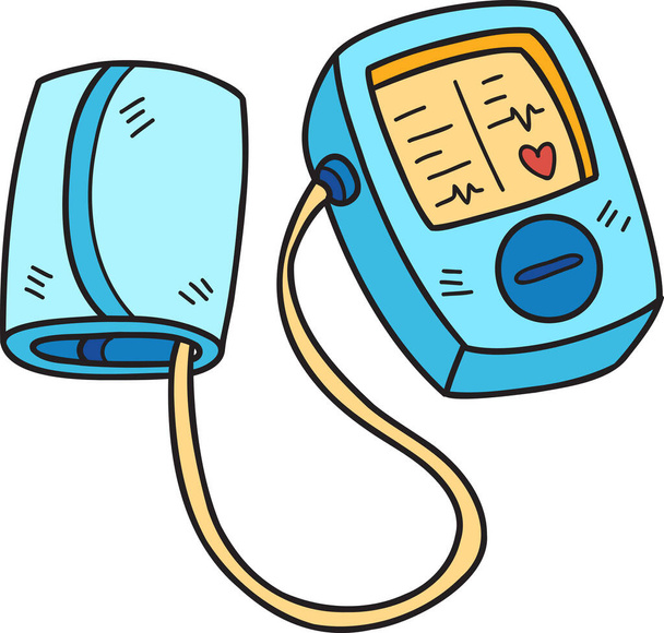 Ručně kreslený krevní tlak monitor ilustrace izolované na pozadí - Vektor, obrázek