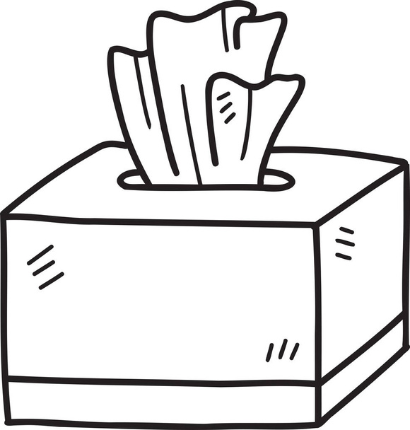 Illustrazione della scatola dei tessuti disegnata a mano isolata sullo sfondo - Vettoriali, immagini