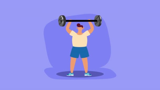 atleta masculino practicando levantamiento de pesas, 4k video animado - Metraje, vídeo