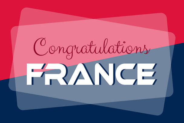 Fransa 'yı bayrak rengi vektör tasarımı için tebrik ederim. Fransa 'nın futbol maçı galibi. Fransa spor takımının zafer kutlamaları - Vektör, Görsel