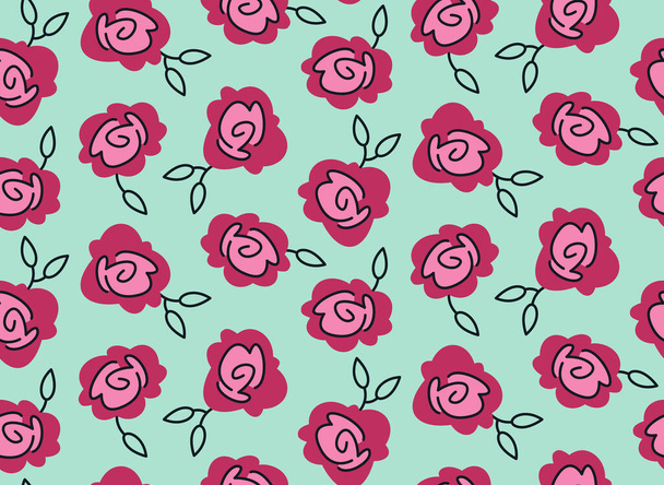 Seamless pattern with rose heads. Beautiful nature texture in doodle style. - Вектор, зображення