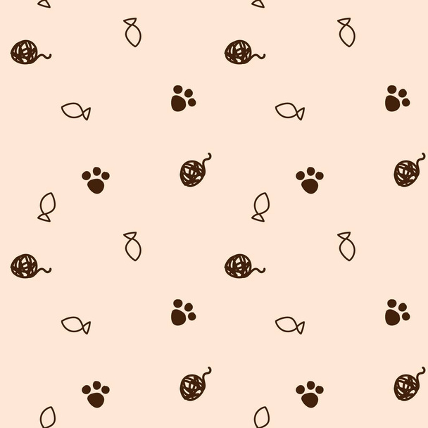 Pattern with animal legs and fish. Seamless pattern for pet stores. Print for packaging, wallpaper, d cor, textiles and etc. - Вектор, зображення