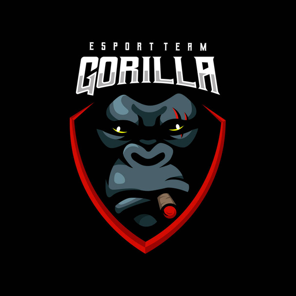 Gorilla esport λογότυπο σχεδιασμό εικονογράφηση διάνυσμα - Διάνυσμα, εικόνα