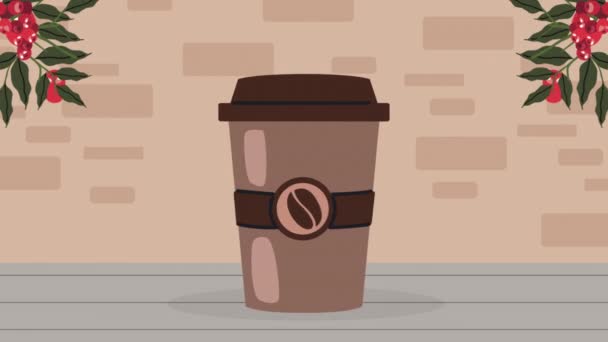 coffee drink in take away pot ,4k video animated - Filmagem, Vídeo