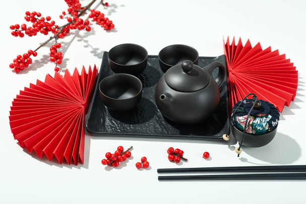 Concetto di tè asiatico, articoli cerimonia del tè - Foto, immagini